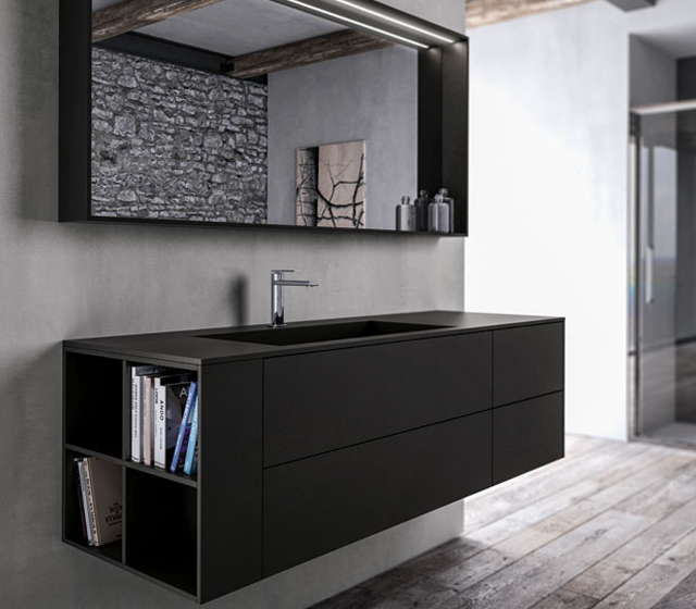 Arredo Bagno FENIX NERO L152,4xP50 cm