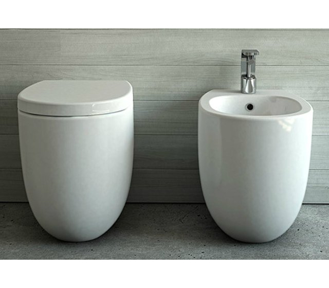 Coppia sanitari a terra Milk - Bianco