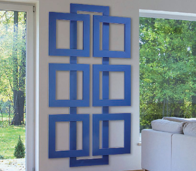 Termoarredo design particolare Cross Q verticale blu