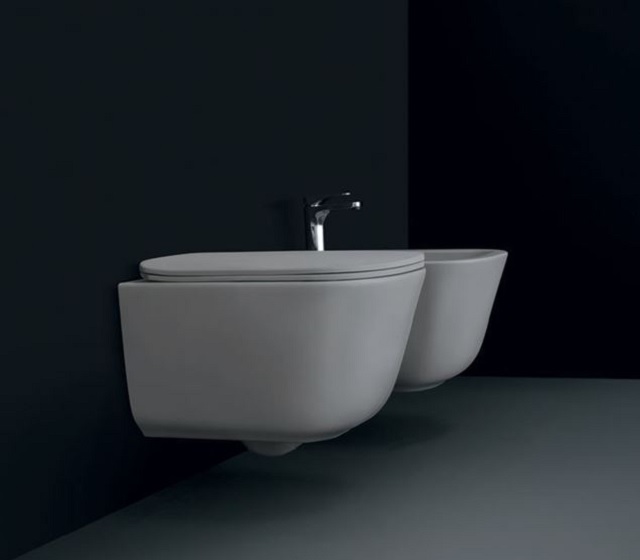 Coppia sanitari sospesi moderni Wc senza brida Tribeca kerasan ceramica bianca Coppia sanitari sospesi moderni Wc senza brida Tribeca kerasan ceramica bianca
