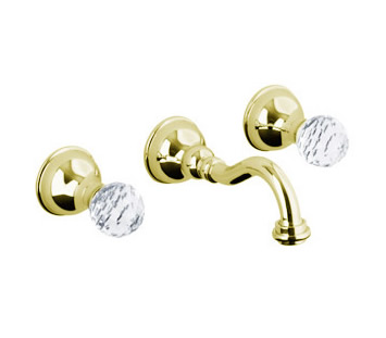 Gruppo lavabo 3 fori incasso muro Karenina oro