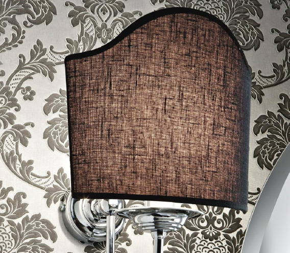 Applique Fabia con ventola lino nero e nastro raso nero