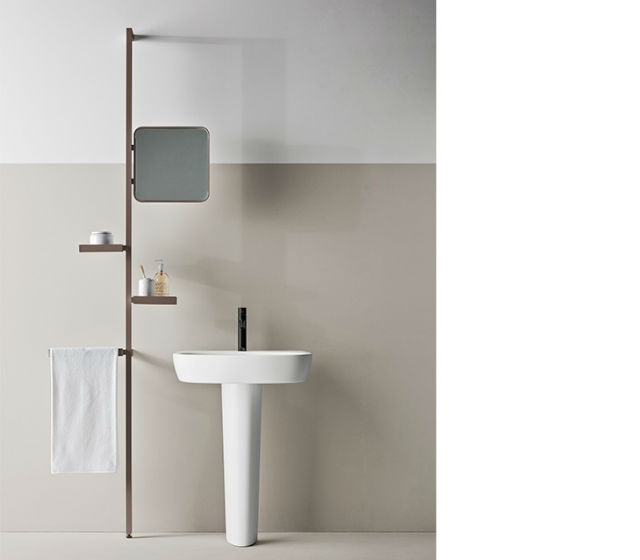 Asta polifunzionlale con specchiera, portaoggetti e portasalviette linea Space