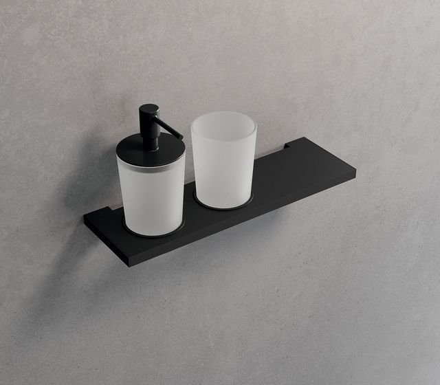 Mensola con porta-bicchiere e dosatore Frame