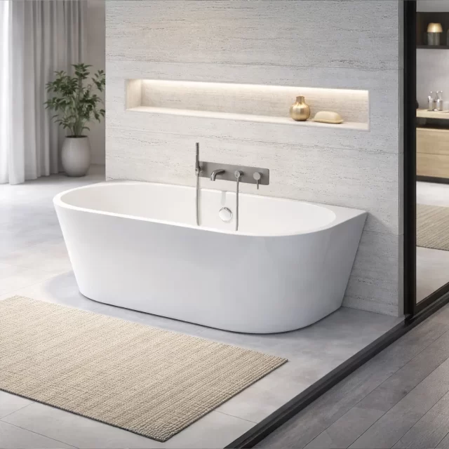 vasca freestanding a muro rubinetto a parete